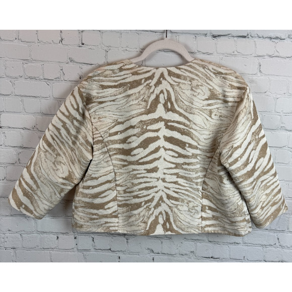 LAFAYETTE 148 NEW YORK beige ivory open front 3/4 sleeve short blazer jacket S - Picture 7 of 7